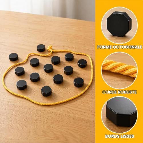 Magnetic Chess Set with 20 Large 3cm Magnetic Chess Pieces, Family Board Game with Rope and Velvet Storage Bag, Portable Magnet Set for Kids and Adults (Black)