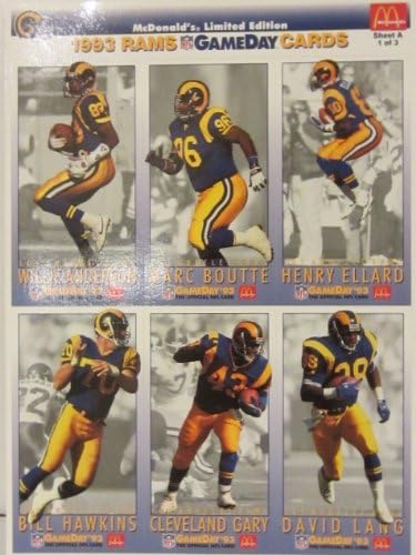 1993 Mcdonald's Gameday Cards Los Angles Rams Sheets A, B and C