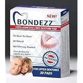 Bondezz Adhesive Free Denture Pads | Upper Denture | 30 Pack | Secure &amp; Comfortable Fit | No Glue/No Mess | All Day Suction | Denture Glue Alternative | Safe, Natural &amp; Non-Toxic
