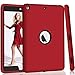 Hocase Compatible with iPad 5th/6th Generation Case, High-Impact Shock Absorbent Dual Layer Silicone+Hard PC Bumper Protective Case - Red/Black