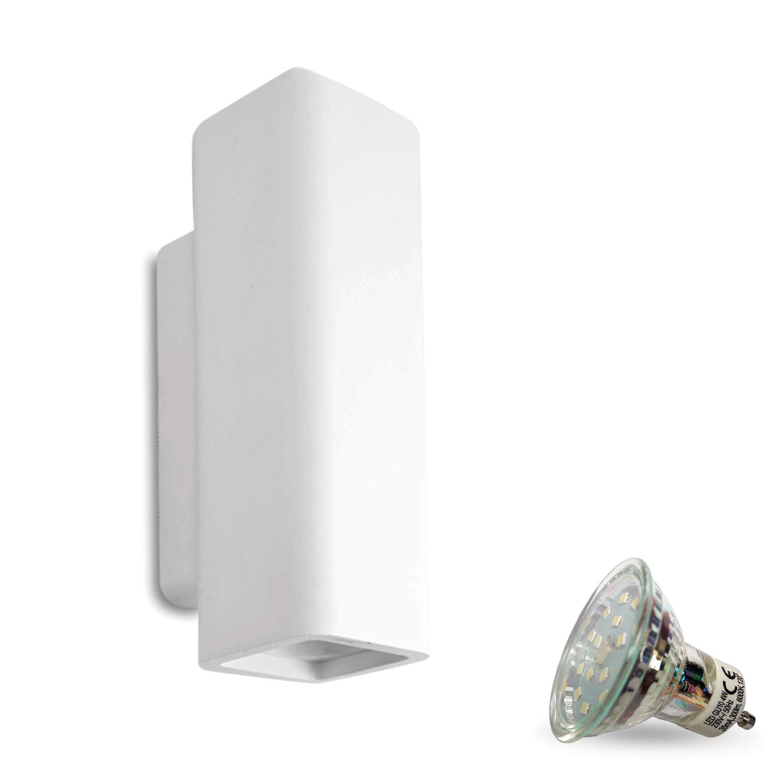 2 X Led Gu10 4w Kaltweiss 1 X Telmo Eckig Quadratisch Weiss Inkl