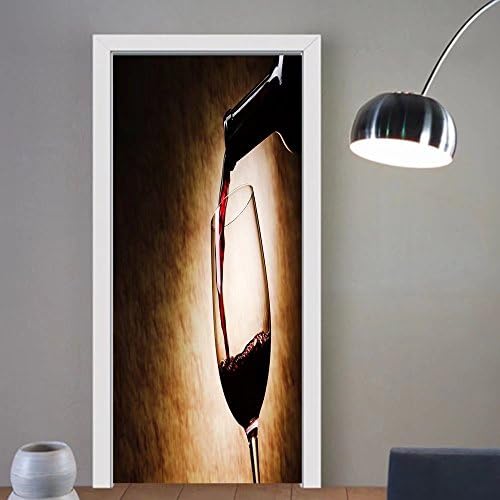 Summer Price custom made 3d Door Wall Mural Wallpaper red wine glass and bottle For Room Decor 30x79