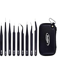 Kit Mudder de 9 pinzas antiestáticas ESD antimagnéticas con contenedor para almacenamiento