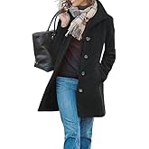 Women's Casual Thicken Wool Blend Stand Collar Single Breasted Pea Coat Winter Classic Outwear Overcoat with Pockets