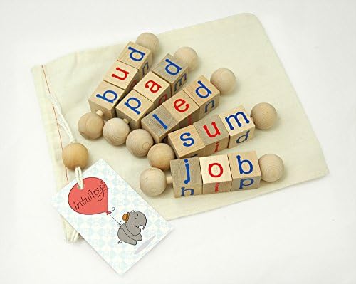 Intuitoys CVC Word Twisters - Lowercase Letters - Montessori Inspired Phonetic Beginning Reading Blocks