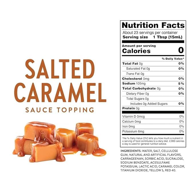 Sugar-Free Salted Caramel Syrup for Coffee - Zero Calorie, Keto Gluten-Free Sauce (Pack of 2, 12oz Each)