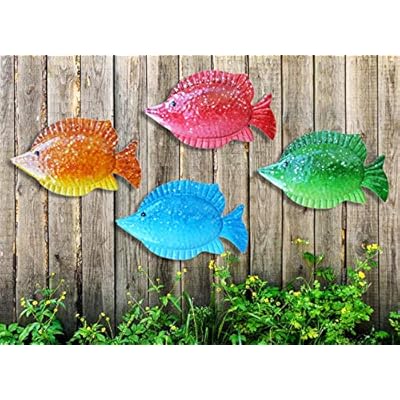 ShabbyDecor Coastal Ocean Sea Metal Fish Hanging Wall Art Decor for Living Room Bedroom Bathroom Guest Room Pool Wall… 51LIwPRkzqL