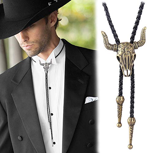 AZORA Bolo Tie for Men Cow Skull Choker Bolos Western Cowboy Neck Tie for Women Boys Girls - Thumbnail 2