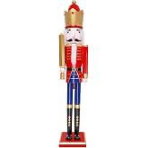 OEUVI 2.9Ft Large Wooden Christmas Nutcracker Soldier for Xmas Home Decor | 35 Inch/2.9Ft in tall, wooden nutcracker figures, Xmas nutcracker welcome centerpieces for indoor outdoor floor
