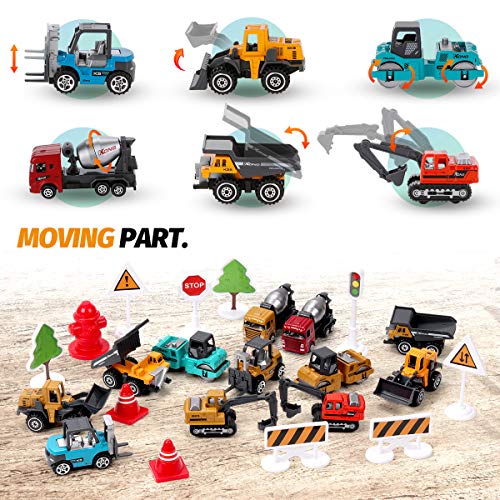 Diecast Construction Vehicles for Kids, Small Toy Construction Trucks