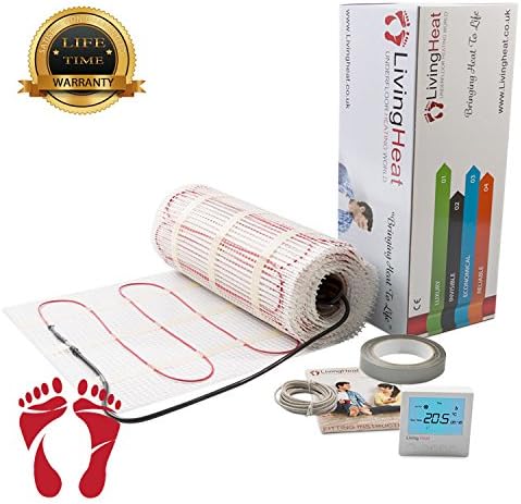 Underfloor Heating Mat Kit with Digital Thermostat 3sqm All Sizes Available. 150w/m2 Electric Under Tile Floor Heating with Lifetime Warranty and Next Day Delivery 3sqm White Digital Thermostat
