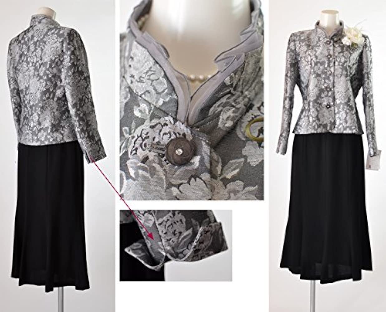 Amazon ノーブランド品 オーガンジーフリル重ね襟ジャケット ロング