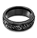FIBO STEEL Stainless Steel Fidget Mens Rings - Spinner Ring for Men Women Anxiety Rings Chain Black Wedding Band 8mm Size 7-14