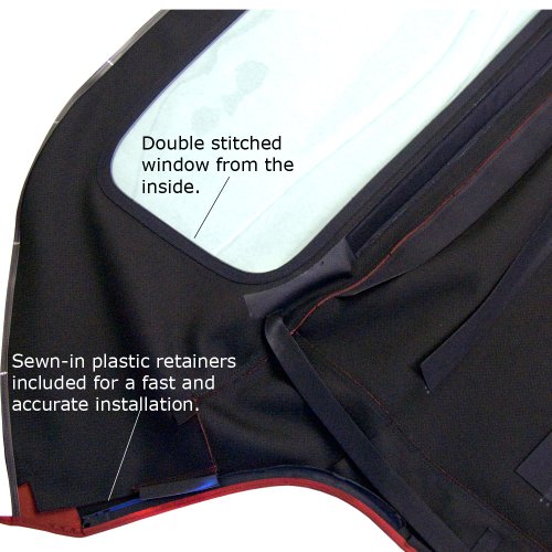 Sierra Auto Tops Convertible Soft Top Replacement, compatible with BMW Z3 1996-2002, w/Plastic Window, Stayfast Canvas, Black