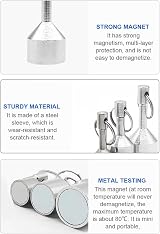QOTSTEOS 2pcs Strong Neodymium Pocket Keychain Magnets Brass Jewelry Tester 17mm view 3