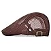JANGOUL 2 Pack Men's Mesh Breathable Summer Newsboy Cap Adjustable Duckbill Driving Hat (Black/Coffee)