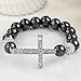 Ecloud Shop® 10mm Rhinestone metal cross ball Hematite Elastic Bracelet women hot