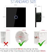 CNBINGO Touch Light Switch Black 1-Gang 1-Way Glass Panel 240V 500W view 3