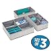 mDesign Soft Fabric Dresser Drawer and Closet Storage Organizer Bin Boxes for Lingerie, Bras, Socks, Leggings, Underwear, Jewelry, Scarves - Textured Print, Set of 3 - Gray