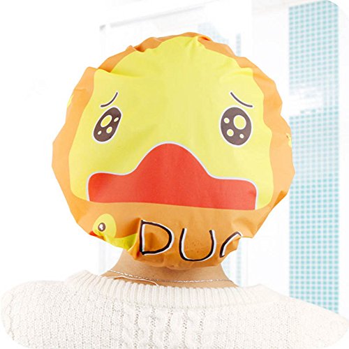 Cute cartoon shower bath cap women hat for baths and saunas lace elastic band cap spa cap women kids hair protective cap