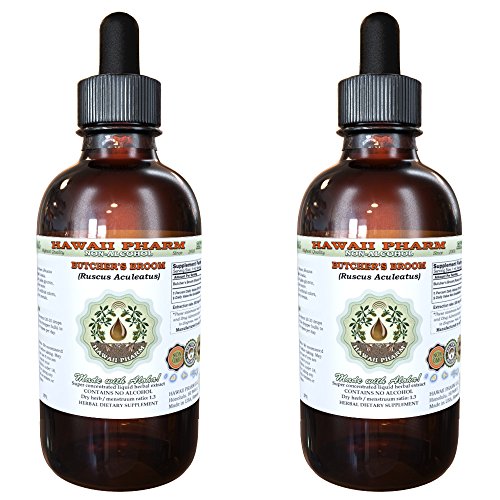 Butcher's Broom Alcohol-FREE Liquid Extract, Organic Butcher's Broom (Ruscus aculeatus) Dried Root Glycerite 2x2 oz
