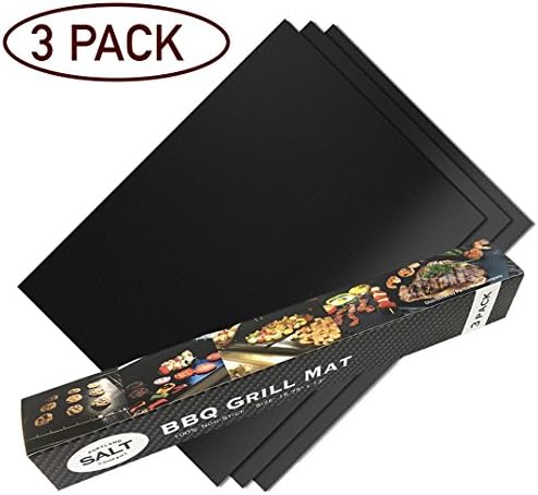 The BEST BBQ Grill Mat Set of 3 By Portland Salt Company- 100% Non-stick BBQ Grill & Baking Mats - FDA-Approved, PFOA Free, Reusable and Easy to Clean - Works on Gas, Charcoal, Electric Grill and More
