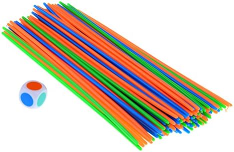 LUKUPONE 100 Pcs Plastic Pick Up Sticks with a Dice Classic Game Fun Family and Party Game Good Kids Gift