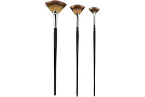 Fan Paint Brush Set Soft Long Handle for Art School 3Pcs Fan Brushes for Watercolor Painting
