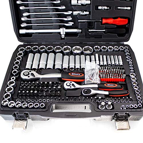 BITUXX® Werkzeugkoffer 215 tlg Werkzeug Knarrenkasten Ratschenkasten Nusskasten Stecknuss Adapter Umfangreiches Set mit… – Bild 4