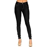 YELETE Womens Basic Five Pocket Stretch Jegging Tights Pants Black 1X