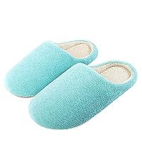 PilotageAuto Home Slippers Flats Shoes Soft Velvet Indoor Warm Winter Slipper Casual Cotton Pantufas,Blue,7.5