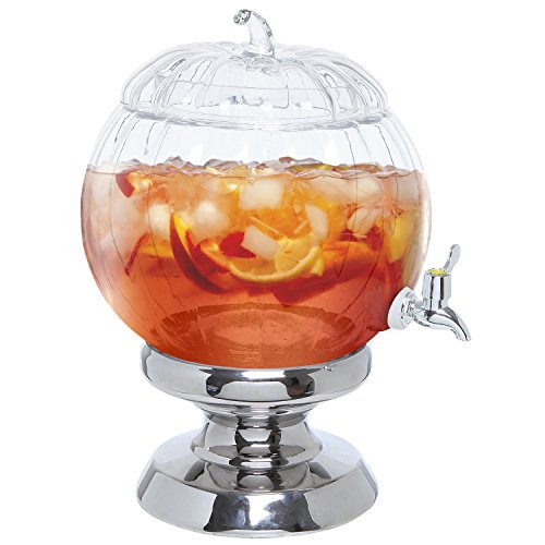 2.5 Gallon Glass Pumpkin Beverage Dispenser/Drink Server w/Metal Spigot
