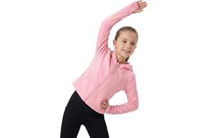 WELAKEN Girls Athletic Zip-Up Hoodie Sweatshirt,Long Sleeve Casual Hoodie for Kids