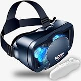 VR Headset with Controller Adjustable 3D VR Glasses Virtual Reality Headset HD Blu-ray Eye Protected Support 5~7 Inch for Phone/Android (Black)