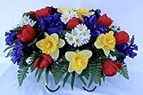 Spring Tulip Daffodil and Iris Headstone Saddle for Grave Decoration