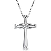 JiaYangJY Cross Necklace for Women 925 Sterling Silver Cross Infinity Pendant Necklace with Cubic Zirconia Christain Religious Faith Jewelry