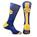 ChalkTalkSPORTS Athletic Half Cushioned Crew Socks | Mid Calf | Basketball Superelite | Royal Blue/Gold