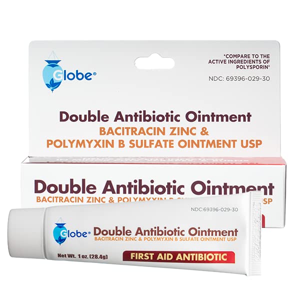 (2 Pack) Globe First Aid Antibiotic Ointment (1oz) with Bacitracin Zinc & Polymyxin B Sulfate
