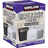 Kirkland Signature Made in USA 10 Gallon Clear Wastebasket Liner Bags for Trash Can 500 Count