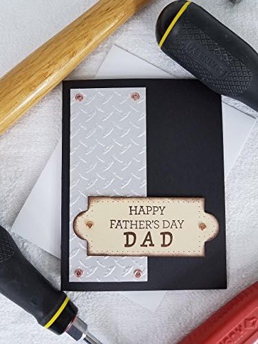 Happy Father's Day DAD Handmade Fathers's Day Card with Diamond Plate and Rivets Pack of 1