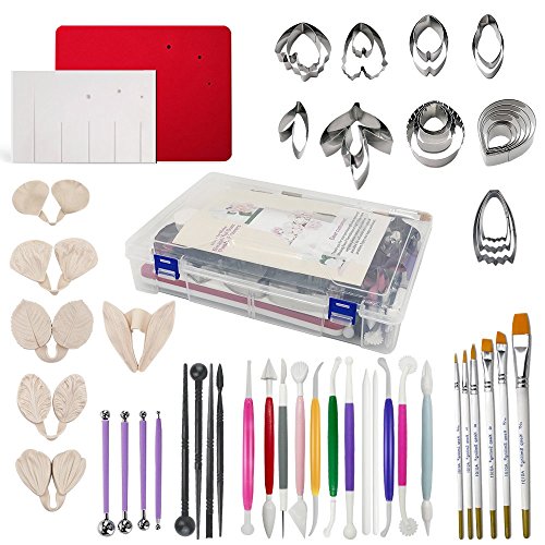 62pcs Gumpaste Flower and Leaf Tool Kit 6set Fondant Flower Silicone