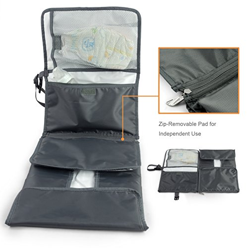 Becko Portable Foldaway Babies' Diaper Changing ad/Bag, Multifunctional Neutral Eco-Friendly Tote Bag, Easy to Clean, with Anti-Skid Band & Multiple Pockets (Black)