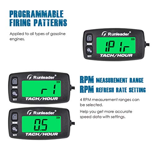 Runleader Digitale motoruurteller, onderhoudsherinnering, toerenteller voor zitgrasmaaier, tractorgenerator, marine, ATV… - Image 7