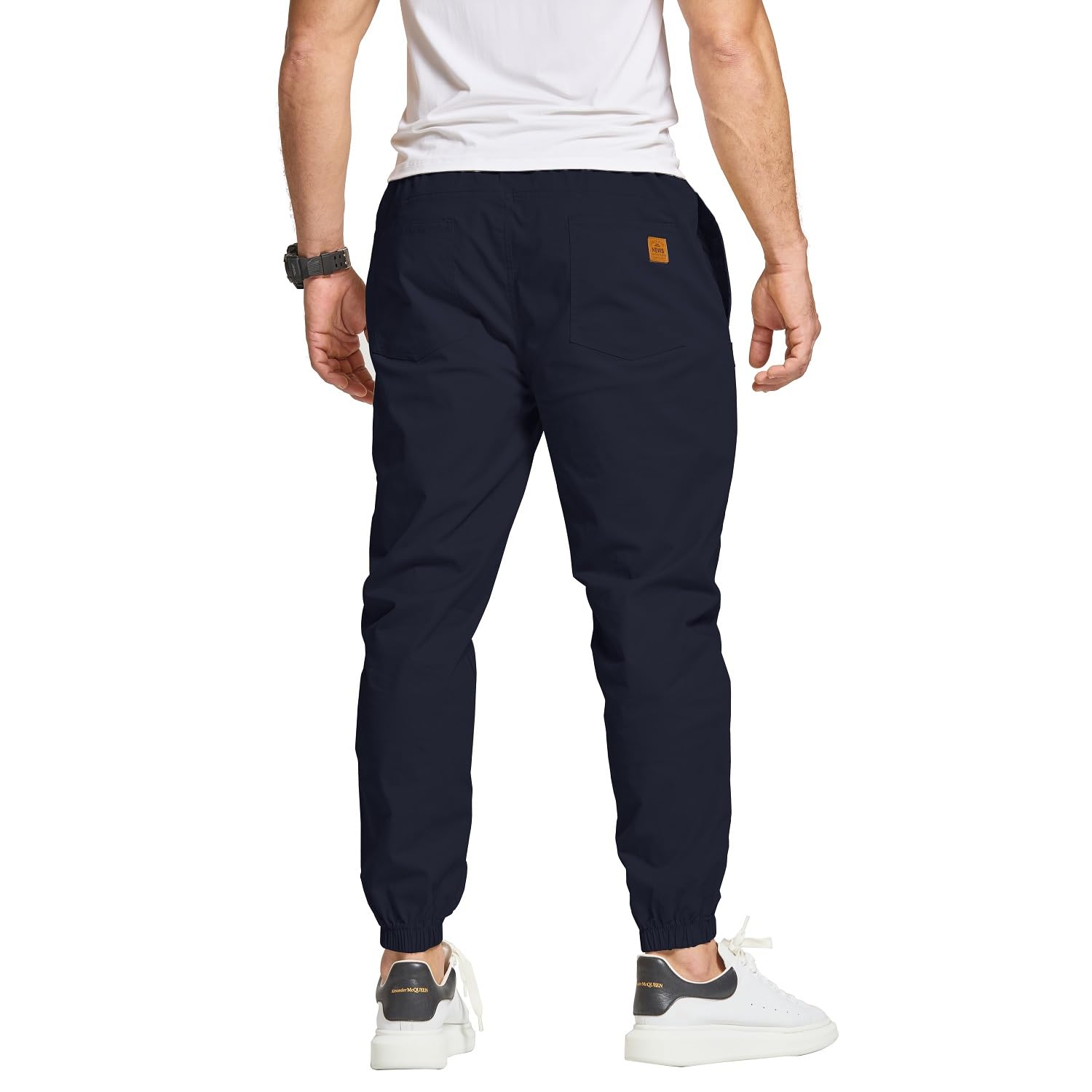 ZOXOZ Herren Hose Chino Cargohose Herren Jogginghose Herren Sweatpants Baumwolle Casual Freizeithose Elastische Taille mit Kordelzug Sporthose Herren mit Taschen Schwarz L 2