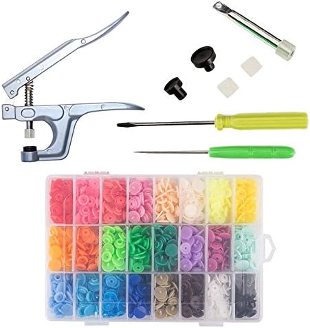 360pcs DIY T5 Snap Plastic Buttons Fasteners Craft 24 Colors with Snaps Pliers and Organizer Storage Containers