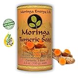 MORINGA TURMERIC SOAP 3-PACK: Rejuvenate Your Skin with All Natural Moringa Soap. Made with Pure Moringa seed Oil, Organic Virgin Coconut Oil & Turmeric Root