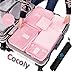 Cocoly 7pcs travel Organizers Packing Cubes Luggage Organizers Compression Pouches pink