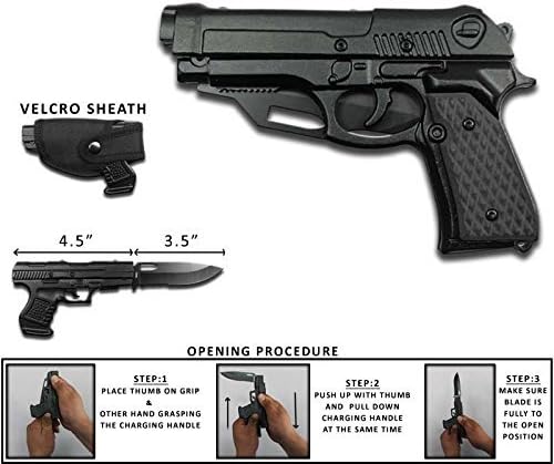NEW Black 1911 Pistol Knife for Gun Lovers Folding Model Great Gift for Husband or Loved One