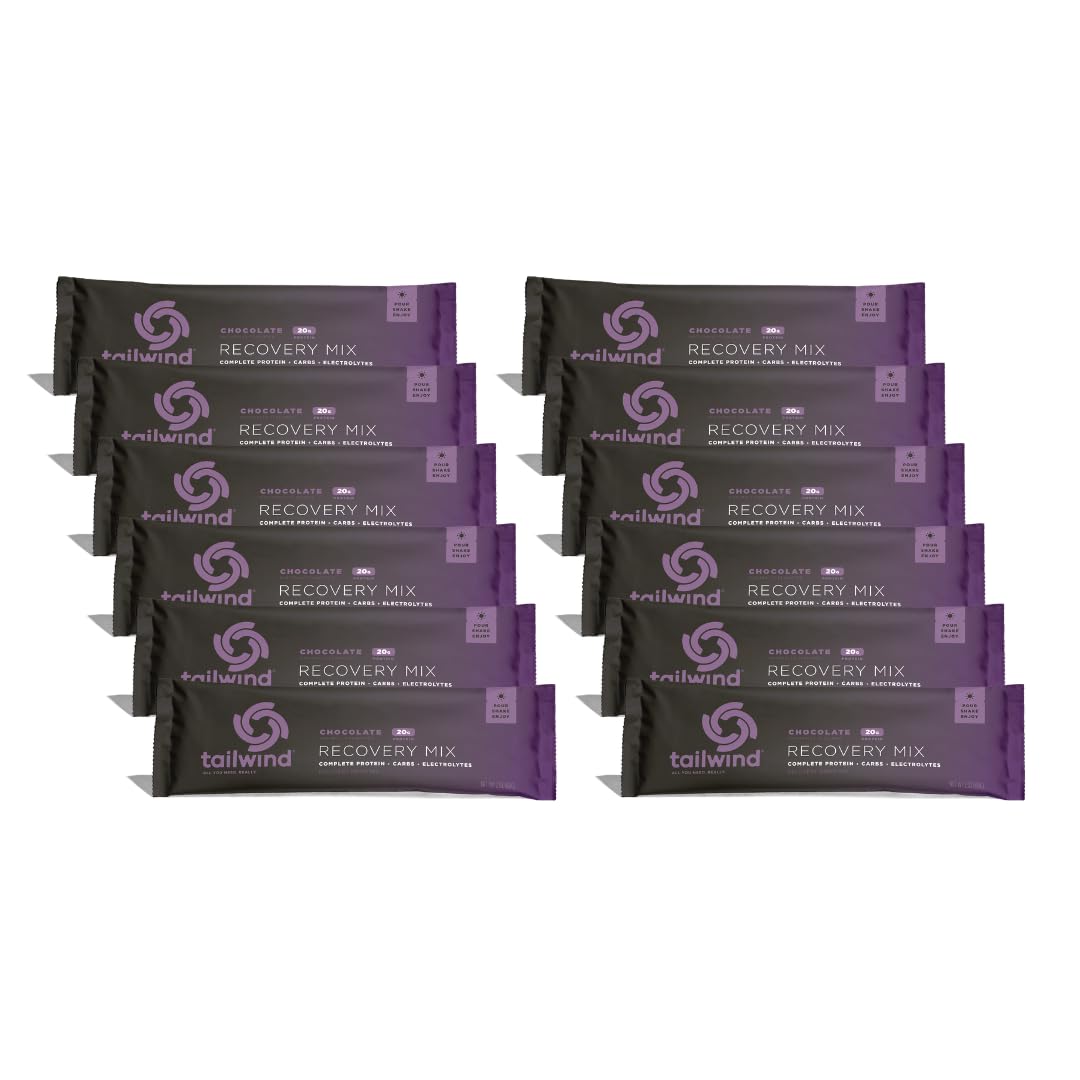 Tailwind Nutrition Rebuild Recovery Drink Mix Powder, Chocolate, 12 Stickpack Set. Vegan with Complete Protein