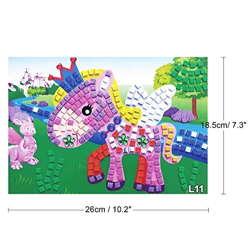 lizipai Mosaic Sticker Art for Kids Handmade Puzzles Craft Kits Angel Car Boat Animals - 6 Different Pictures
